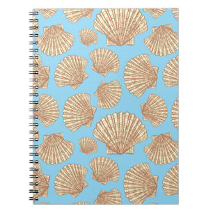 Vintage Stil Seashell Mönster Anteckningsbok Med Spiral