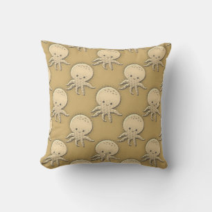 Vintage Stil Sepia Baby Octopus Kudde