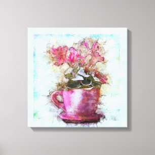 Vintage Stil Shabby chic Violets Lilac Kopp Saucer Canvastryck