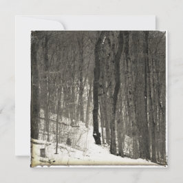 Vintage stil snöig skog anteckningskort