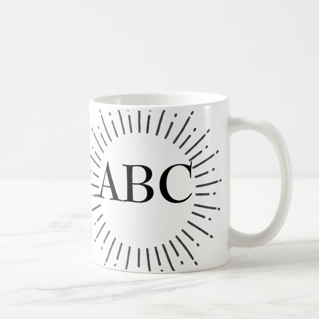 Vintage Stil Sol brast med Anpassningsbar Monogram Kaffemugg (Höger)