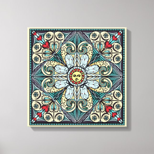 Vintage Stil Sol Mandala-Kanvastrycket Canvastryck (Framsida)