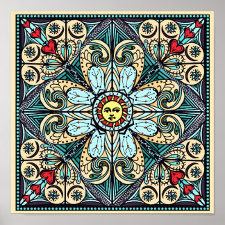 Vintage Stil Sol Mandala Poster