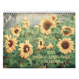 Vintage stil Solros 2025 Rustik landsbylgd Kalender