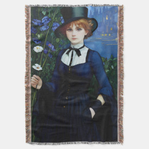 Vintage Stil Söt Mörk Academy Girl Porträtt Filt