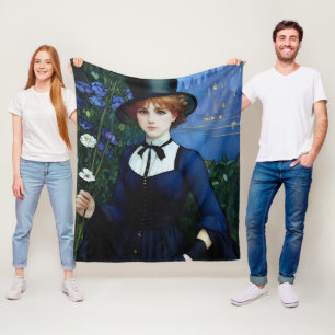 Vintage Stil Söt Mörk Academy Girl Porträtt Fleecefilt