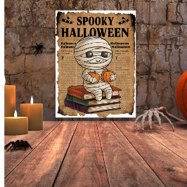Vintage Stil Spooky Halloween Newspaper Mummy Poster