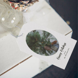 Vintage-stil Spruce träd gren Presentetikett