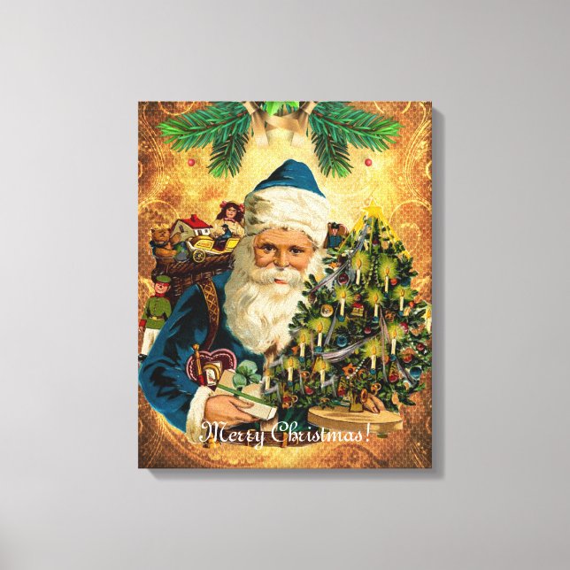 Vintage Stil St Nicholas (Jultomten) jul Canvastryck (Framsida)