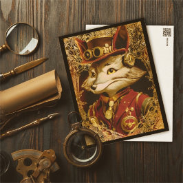 Vintage Stil Steampunk Fox Vykort