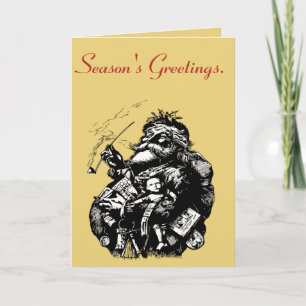 Vintage stil svart bläckillustration av Tomte Kort