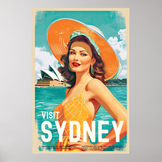 Vintage Stil Sydney Travel Poster
