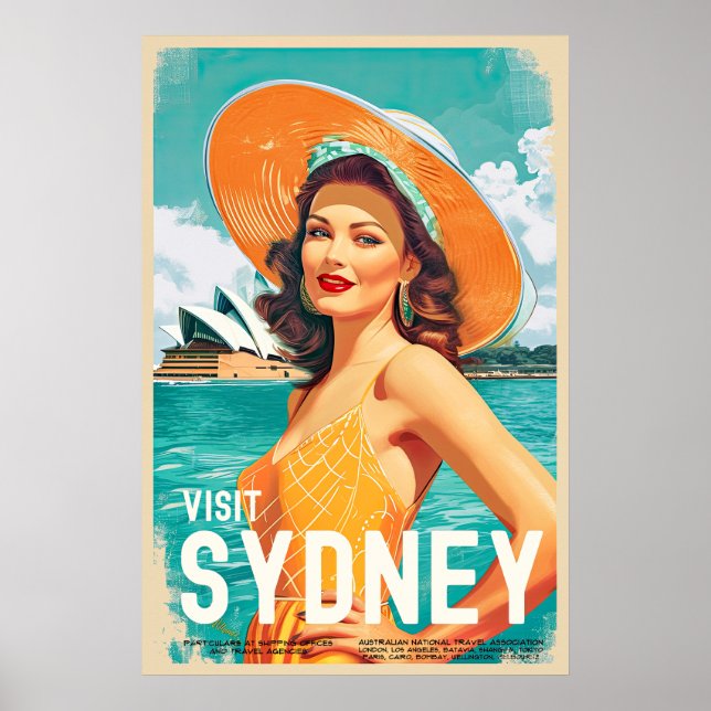Vintage Stil Sydney Travel Poster (Framsidan)