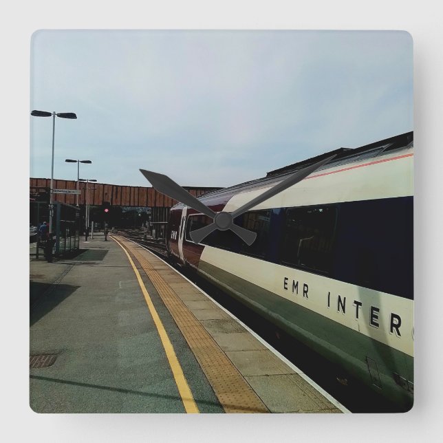 Vintage stil tåg fyrkantig klocka (Framsida)