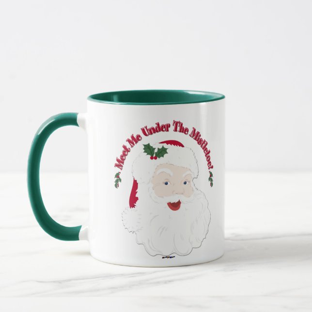 Vintage Stil tomten träffade mig under Mistletoe! Mugg (Vänster)