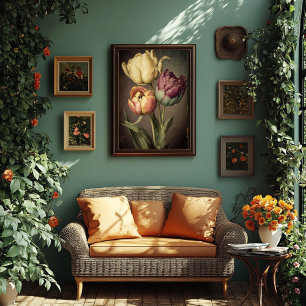 Vintage Stil Tulip-utskrift - hämtningsbar Poster