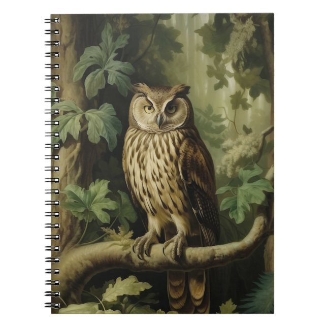 Vintage Stil Uggla i Enchanted Forest Anteckningsbok (Framsidan)