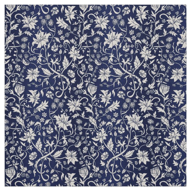 Vintage stil vackra blått blommönster tyg (Provkarta)
