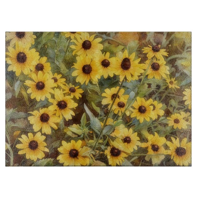Vintage stil Vattenfärg Gula Blommor Glas (Framsidan)