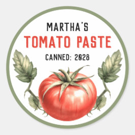 Vintage stil vattenfärg Tomatpuré burkning Runt Klistermärke