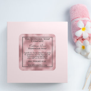 Vintage stil-vävda tvål av rosa fyrkantigt klistermärke