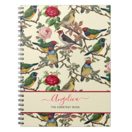 Vintage Stil Victorian Birds and Ro Anteckningsbok