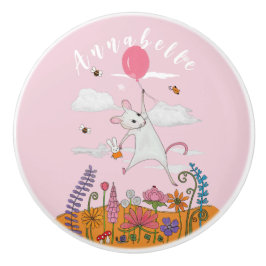 Vintage stil vit mus med ballong för baby knopp