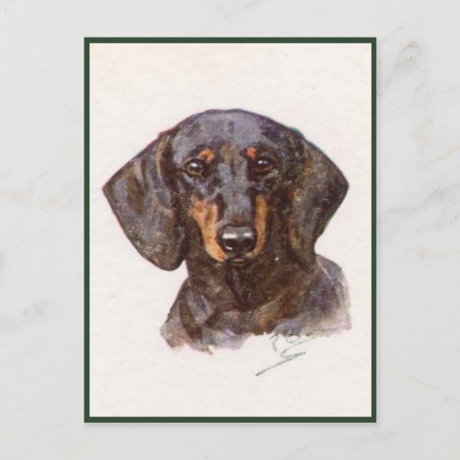 Vintage Stil vykort med cute Dachshund (Framsida)