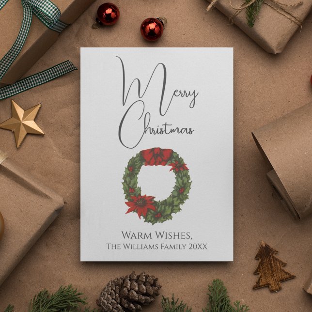 Vintage Stil Wandeine God jul Julkort (Vintage Style Wreath Merry Christmas Holiday Card
)