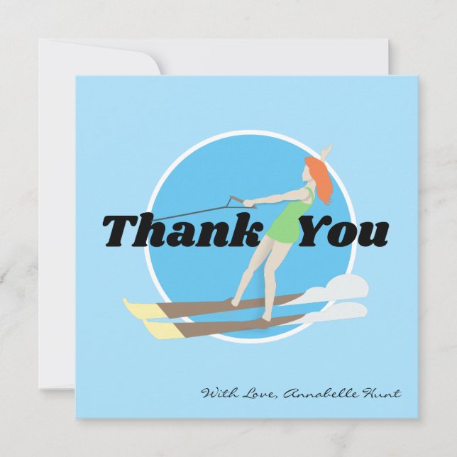 Vintage-stil Waterski Anteckningskort (Framsida)