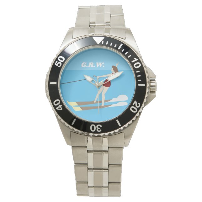 Vintage-stil Waterski Armbandsur (Framsida)
