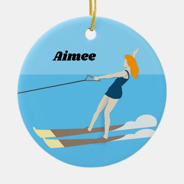 Vintage-stil Waterski Julgransprydnad Keramik (Framsidan)