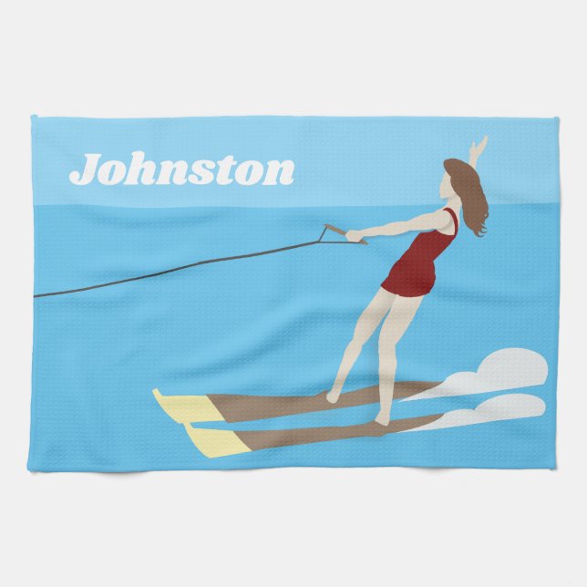 Vintage-stil Waterski Kökshandduk (Horisontell)