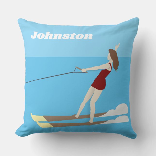 Vintage-stil Waterski Kudde (Framsida)