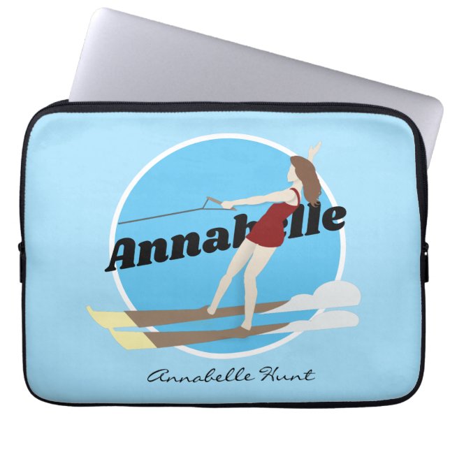 Vintage-stil Waterski Laptop Fodral (Framsidan)