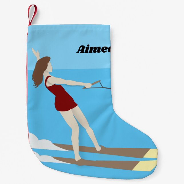 Vintage-stil Waterski Liten Julstrumpa (Framsidan)