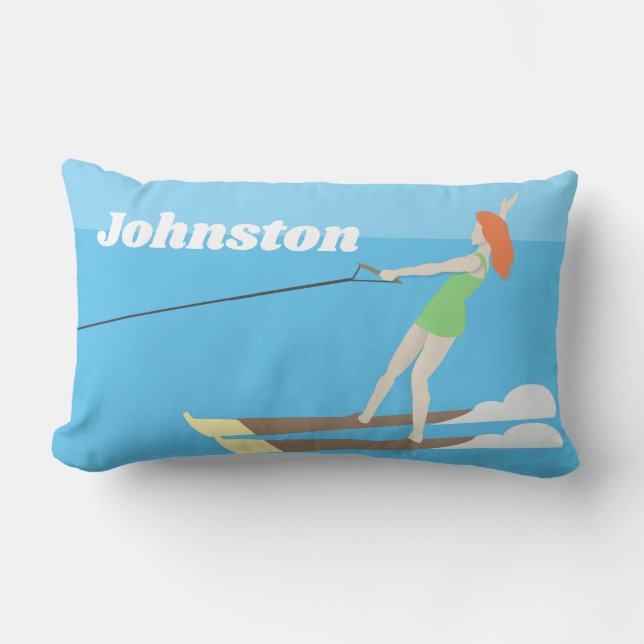 Vintage-stil Waterski Lumbarkudde (Framsida)