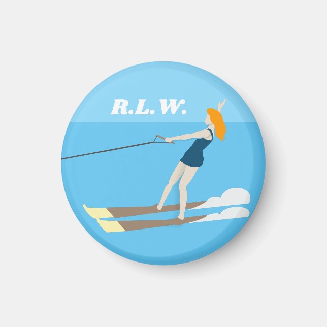 Vintage-stil Waterski Magnet (Framsidan)