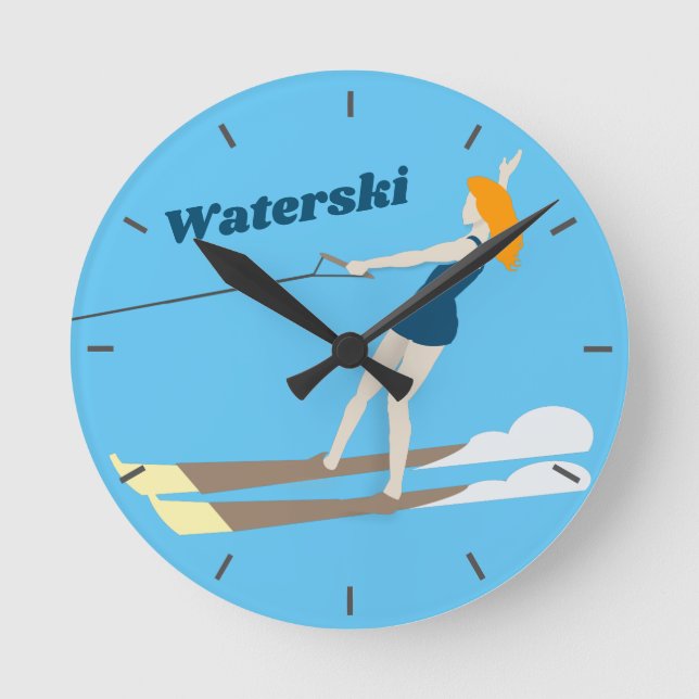 Vintage-stil Waterski Rund Klocka (Framsida)