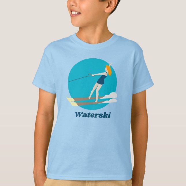 Vintage-stil Waterski T Shirt (Framsida)