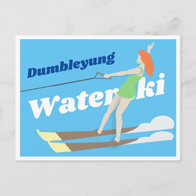 Vintage-stil Waterski Vykort (Framsida)