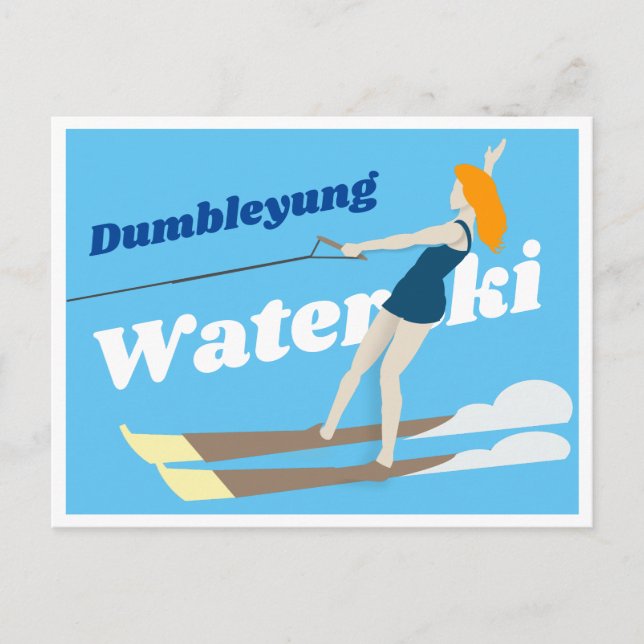 Vintage-stil Waterski Vykort (Framsida)
