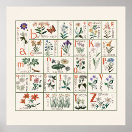Vintage Stil Wildblombroidery Alphabet Poster