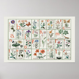 Vintage Stil Wildblomme Alphabet Blommigt Nursey Poster