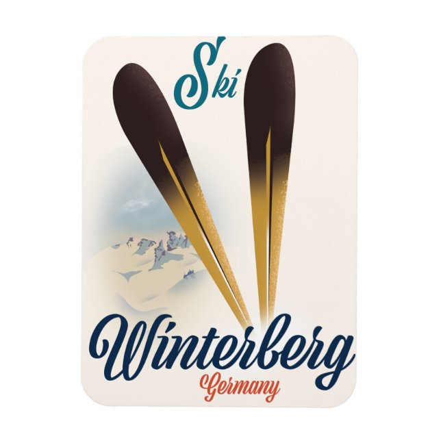 Vintage stil Winterberg Tyskland Ski poster Magnet (Vertikal)