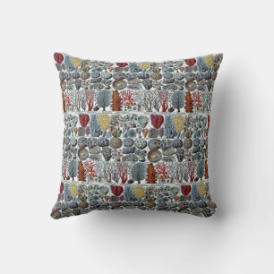 Vintage Stilized Sea Corals Wrapping Papper Throw  Kudde