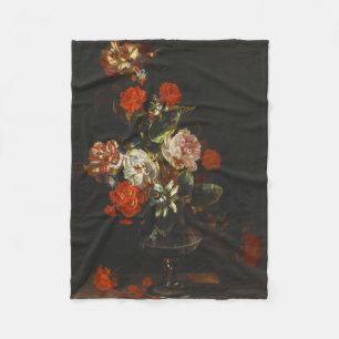 Vintage still Life with Flowers Fleecefilt