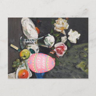 Vintage stilleben påskägg med klassisk konst helg vykort