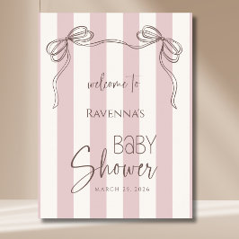 Vintage Stirpes Rosabränd Båge Baby Shower Välkomm Poster