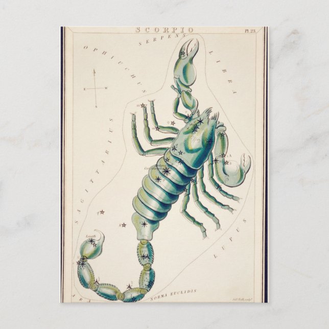 Vintage stjärnbildsillustration vykort (Framsida)